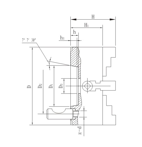 K72系列四爪單動(dòng)卡盤C型